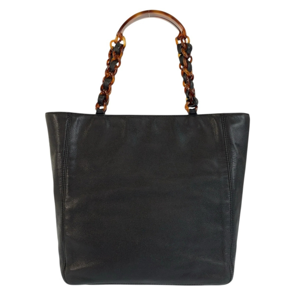 CHANEL Vintage Black Leather Logo Shoulder Bag - Picture 2 of 10